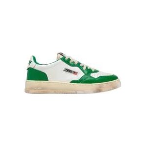 Autry Vintage Leren Sneakers Blanc Vert , Multicolor , Heren , Maat: 40 EU
