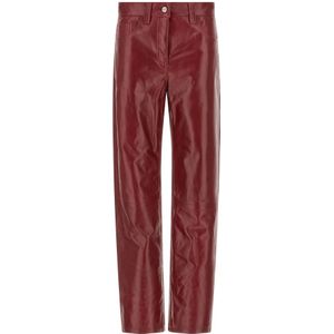 Khaite, Dames, Broeken, Rood, Maat: 2XS Leer,