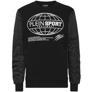 Plein Sport, Heren, Sweatshirts & Hoodies, Zwart, Maat: 3XL Katoen,