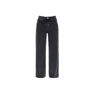 Ganni Losse Jeans met Koordsluiting in Zwart Denim , Gray , Dames , Maat: W31