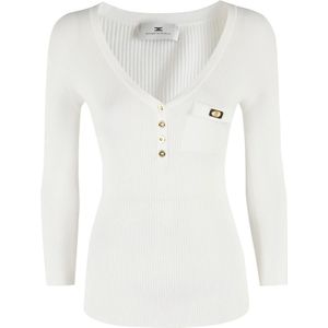 Elisabetta Franchi, Dames, Truien, Wit, Maat: L