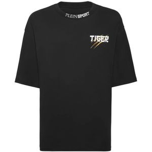 Plein Sport, Heren, Tops, Zwart, Maat: S Katoen,