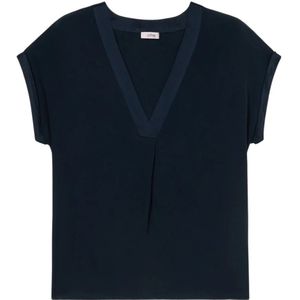 Oltre, Dames, Blouses & Shirts, Blauw, Maat: S Viscose,