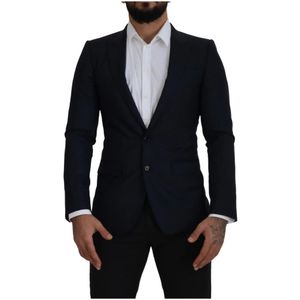 Dolce & Gabbana, Heren, Pakken, Blauw, Maat: S Zijde,