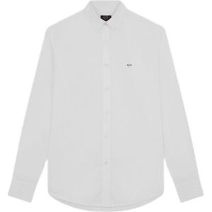 Paul & Shark - Casual Overhemd - Wit - Oxford Katoen - Kreukvrij - Lange Mouwen