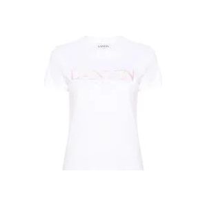 Lanvin Geborduurd Logo Witte T-shirts en Polos , White , Dames , Maat: XS