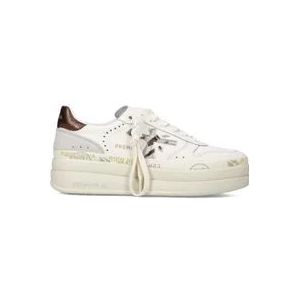 Premiata Witte Leren Sneakers Hoge Zool , White , Dames , Maat: 36 EU