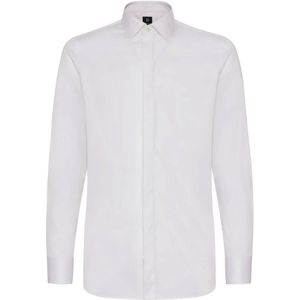 Boggi Milano - Cotton Satin Slim Fit Overhemd - Wit - Katoen