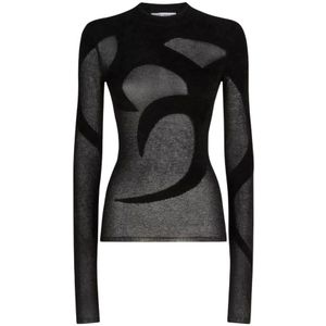 The Attico, Dames, Truien, Zwart, Maat: XS Chiffon,