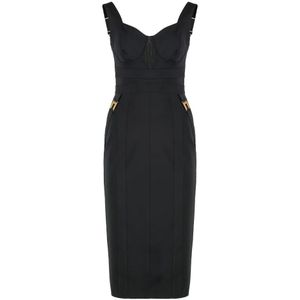 Elisabetta Franchi, Dames, Jurken, Zwart, Maat: XS Polyamide,