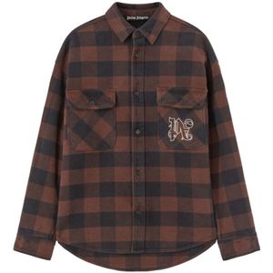 Palm Angels - Casual Overhemd - Bruin - Hoogwaardige Stof - Lange Mouwen
