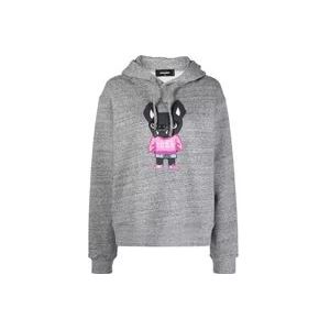 Dsquared2 Grijze katoenen sweatshirt met kleurrijke grafische print , Gray , Dames , Maat: 2XS