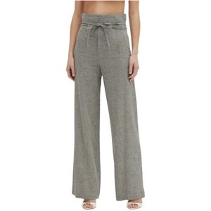 Erika Cavallini, Dames, Broeken, Grijs, Maat: M Linnen,
