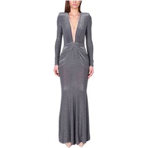 Elisabetta Franchi, Dames, Jurken, Grijs, Maat: M Viscose,