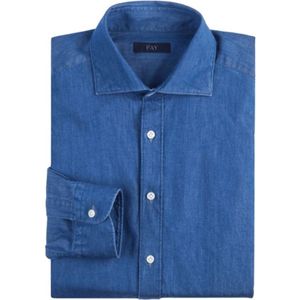 Fay, Heren, Overhemden, Blauw, Maat: XL Denim,