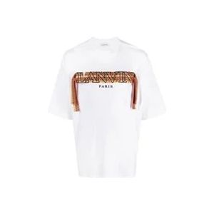 Lanvin Witte Katoenen T-shirt met Voorlogo , White , Heren , Maat: XL