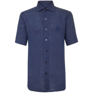 Billionaire, Heren, Overhemden, Blauw, Maat: XS Linnen,