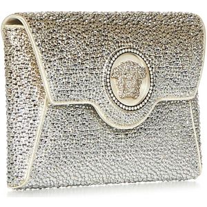 Versace Witte Medusa Clutch met Kristalversiering , White , Dames , Maat: ONE Size