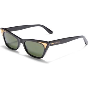 Valentino - Vls-175 - Zonnebril - Zwart - Acetaat - Gouden Accenten