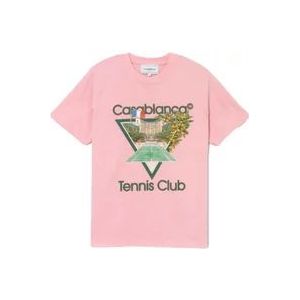 Casablanca Tennis Club Icon T-Shirt , Pink , Heren , Maat: S