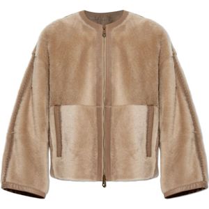 Max Mara, Dames, Jassen, Beige, Maat: 2XS Leer,