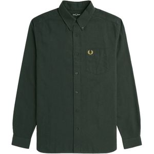 Fred Perry, Heren, Overhemden, Groen, Maat: S Katoen,