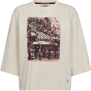 MOS Mosh, Dames, Tops, Beige, Maat: XS Katoen,