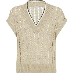 Brunello Cucinelli, Dames, Truien, Beige, Maat: XS