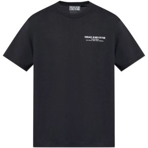 Versace Jeans Couture - Shirt - Zwart/Wit - Ronde Hals - Kwartmouw