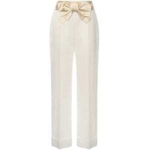 Valentino Garavani, Dames, Broeken, Wit, Maat: S Leer,