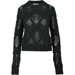 Sportmax, Dames, Truien, Zwart, Maat: L Wol,