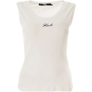 Karl Lagerfeld, Dames, Tops, Wit, Maat: XL Katoen,