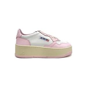 Autry Tweekleurige Leren Sneakers , Pink , Dames , Maat: 39 EU
