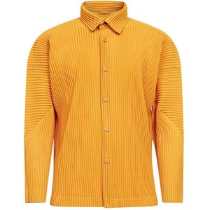 Issey Miyake, Heren, Overhemden, Oranje, Maat: M Poliester,
