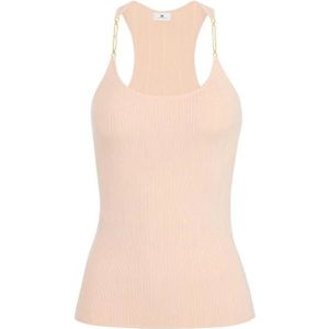 Elisabetta Franchi, Dames, Tops, Beige, Maat: S Zijde,