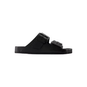 Balenciaga Zwarte Leren Zondag Sandalen , Black , Dames , Maat: 36 EU