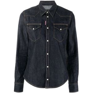 Dsquared2, Dames, Blouses & Shirts, Blauw, Maat: L Denim,