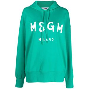 Msgm, Dames, Sweatshirts & Hoodies, Groen, Maat: S Katoen,