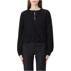Twinset, Dames, Truien, Zwart, Maat: M Tulle,