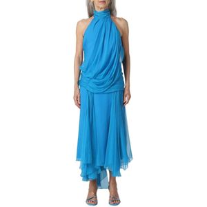 Alberta Ferretti, Dames, Jurken, Blauw, Maat: S Chiffon,