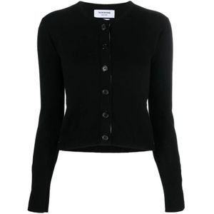 Thom Browne, Dames, Truien, Zwart, Maat: 2XS Kasjmier,