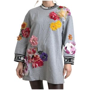 Dolce & Gabbana, Dames, Sweatshirts & Hoodies, Grijs, Maat: 3XS Katoen,