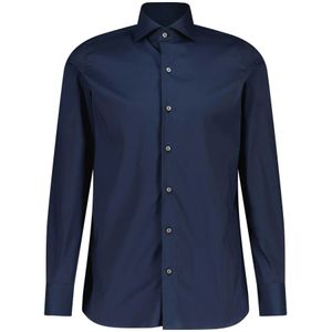 Finamore, Heren, Overhemden, Blauw, Maat: 2XL Katoen,
