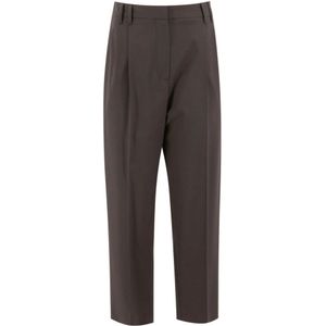 Brunello Cucinelli, Dames, Broeken, Bruin, Maat: 2XS Wol,