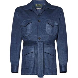 Franzese Collection, Heren, Jassen, Blauw, Maat: L Leer,