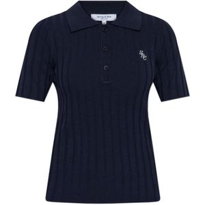 Sporty & Rich, Dames, Tops, Blauw, Maat: XS Leer,