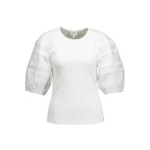 Dante 6 Elegant Elyse Wit Pofmouw T-Shirt , White , Dames , Maat: L