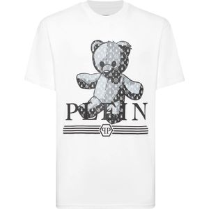 Philipp Plein, Heren, Tops, Wit, Maat: L Katoen,