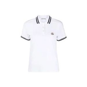 Moncler Witte Gestreepte Poloshirt , White , Dames , Maat: XS