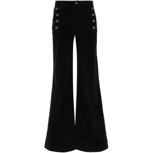 Twinset Zwarte Corduroy Flared Broek , Black , Dames , Maat: S